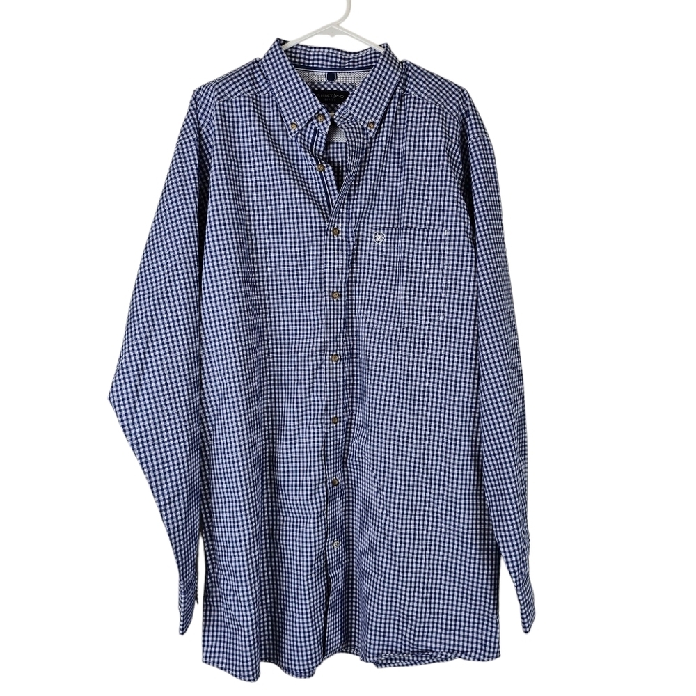 Ariat Pro Series Bubba Classic Blue Check Long Sleeve Shirt XL Tall